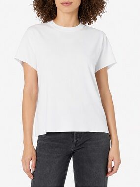 Vince NWT Rib Trim Flutter Sleeve Blouse Optic White Linen Blend Top Size S